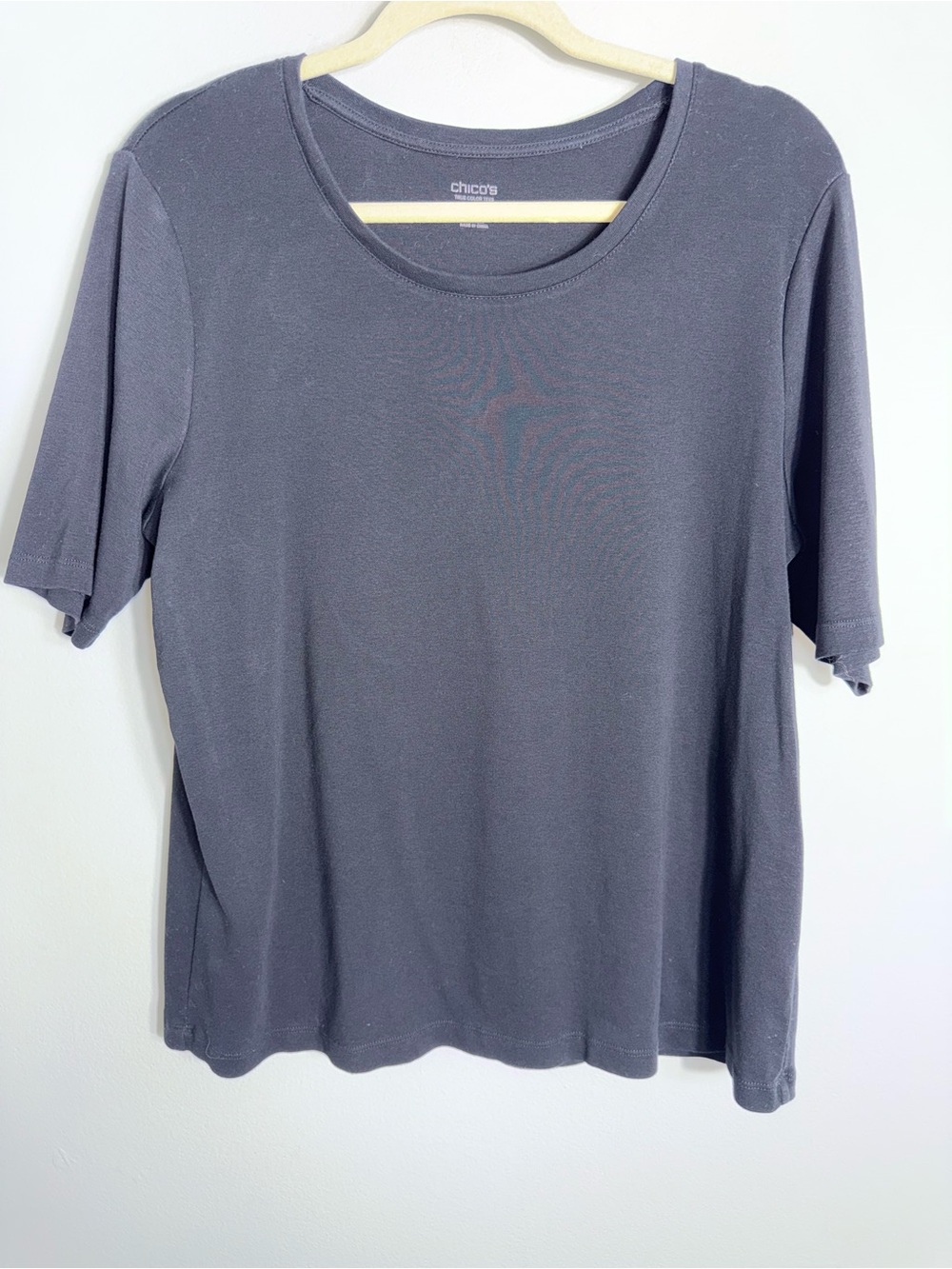 Chico's True Color Short Sleeve T Shirt-100% Cotton-Black-Size 3 (XL)